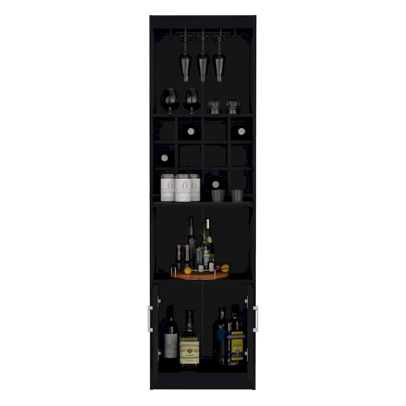 71-Inch 5-Tier Bar Cabinet with Wine Rack & Stemware Holder