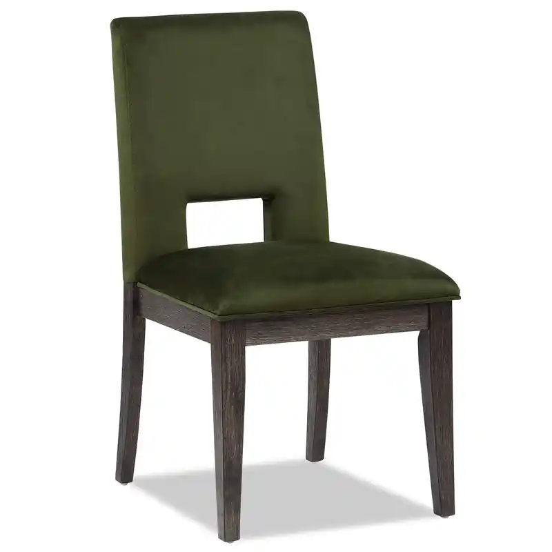 Dining Chair with Chenille Fabric - Green & Espresso Brown