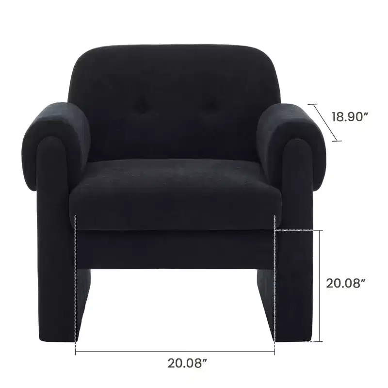 Fluffy Cloud Upholstered Accent Armchair Set of 2 Velvet Ergonomic Bedroom Reading Chair
