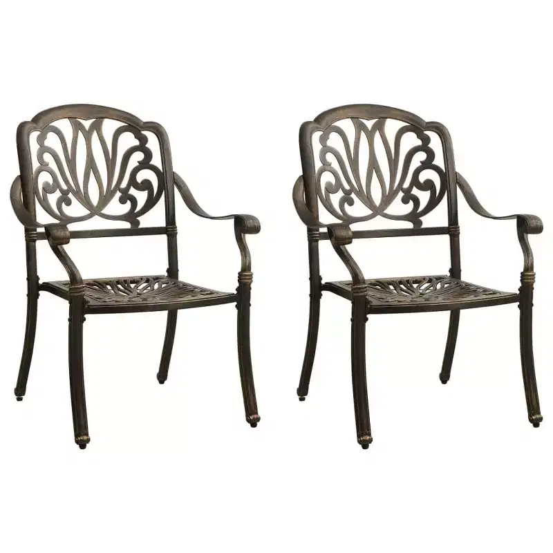 vidaXL Garden Chair Set of 2 Bronze Cast Aluminum Standard Tough