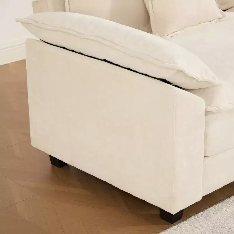 Cloud Sofa Single Seat, Modern Sectional Couch, Comfy Double Layer Upholstered Seat Cushion, Breathable Chenille Fabric