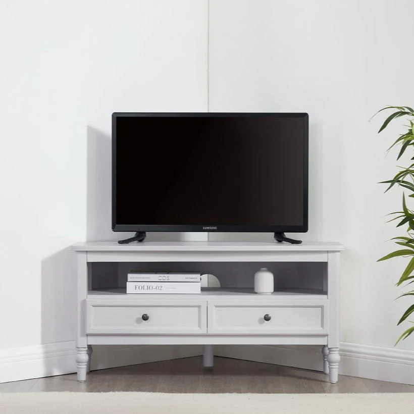 Classic Washed Stone Painted Corner TV Unit for TVs up to 40 Inch for Living Room