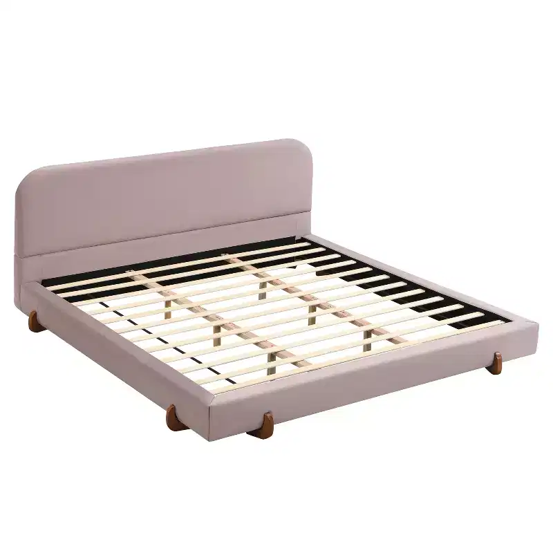 California King Upholstered Bed Frame, Elegant Chenille Fabric Platform Bed with Solid Rubber Wood Legs - ModernLuxe