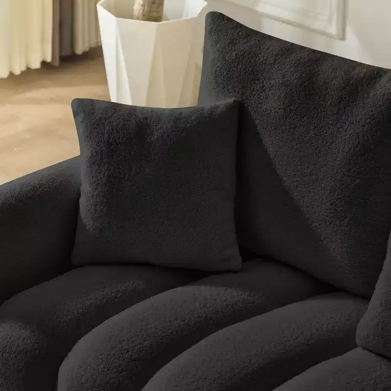 GDFStudio Lyney 91.73 Modern 3-Seater L Shaped Upholstered Sectional Sofa with Console and Pillows
