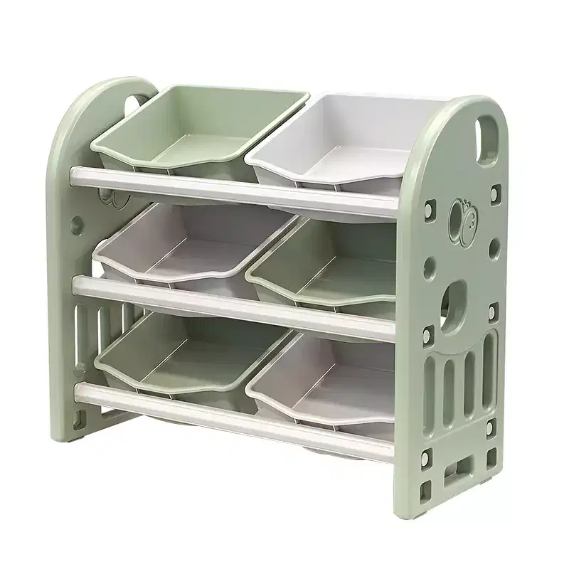 Kids Toy Storage Organizer with 6 Bins, Multi-functional Nursery Organizer Kids Furniture Set Toy Storage for Playroom, Bedroom, Living Room Green