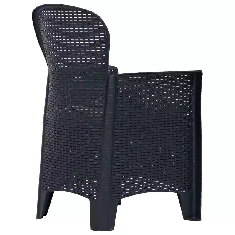 vidaXL Patio Chairs 2 Pcs Dining Single Chair with Cushion Plastic Rattan Look