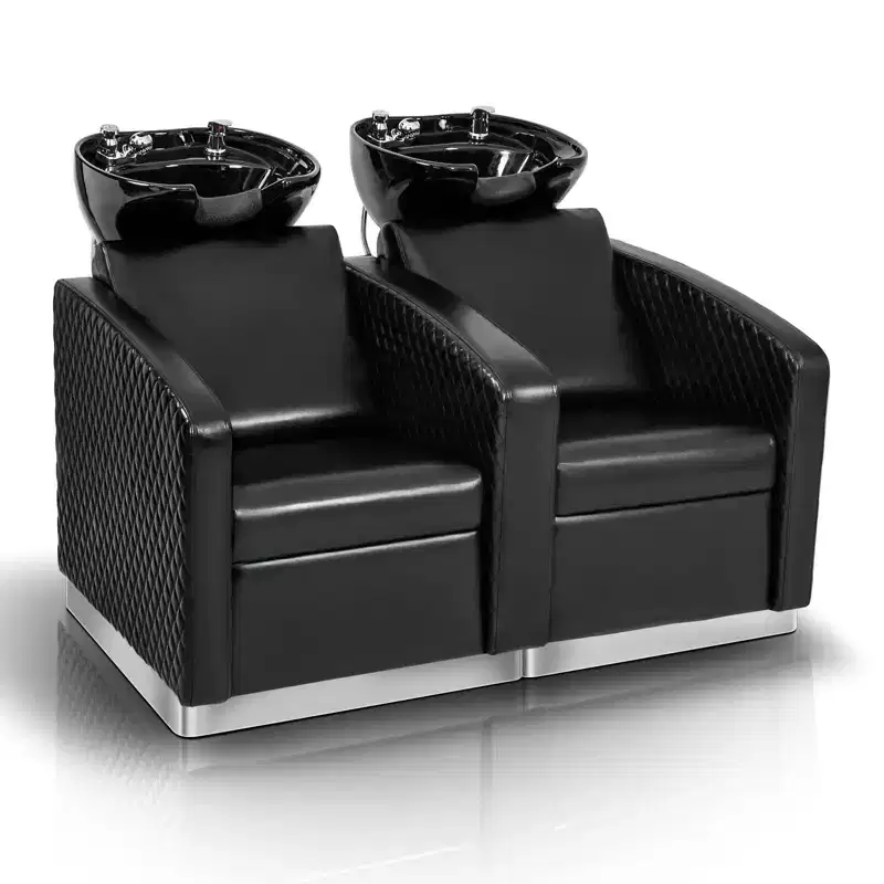 Karl Home 2-Seater Shampoo Bowl and Chair Backwash Unit with 2 Large Ceramic Sinks