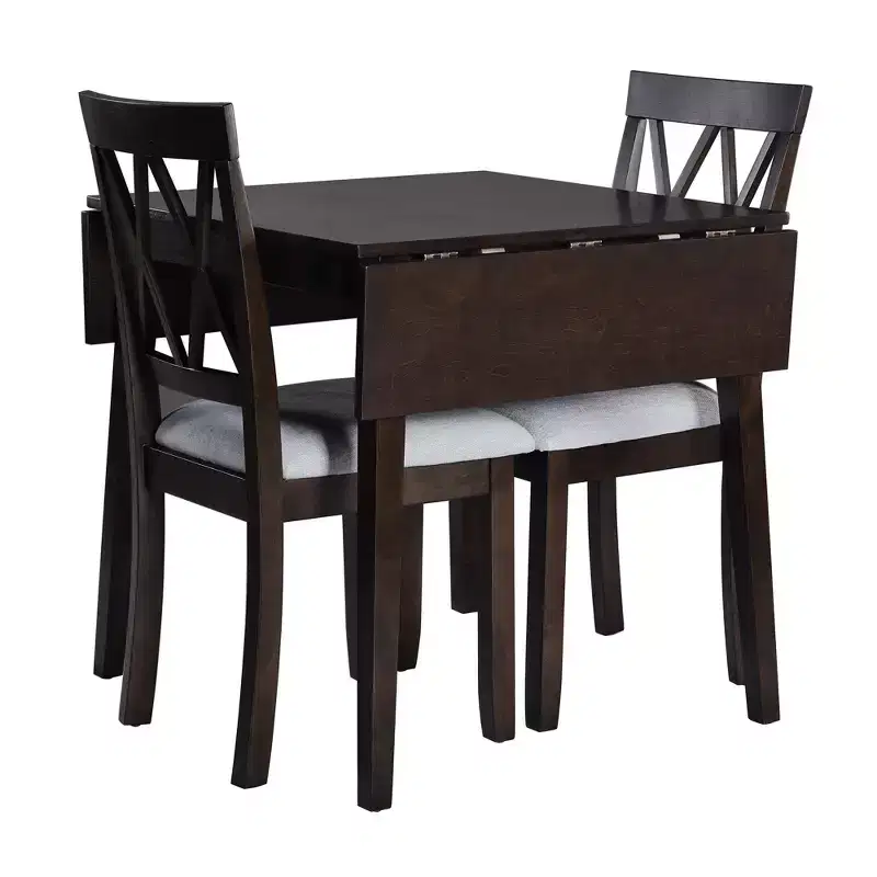 GDF Studio Avery 3 Piece Dining Set with Drop Leaf Dining Table and 2 Dining Upholstered Chairs