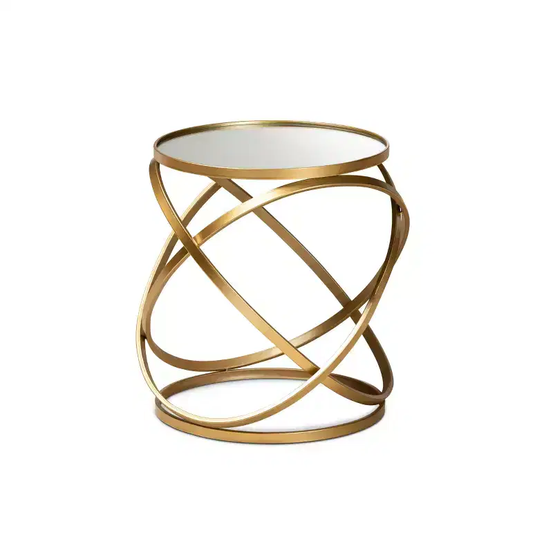 Metal and Mirrored Glass End Table Gold