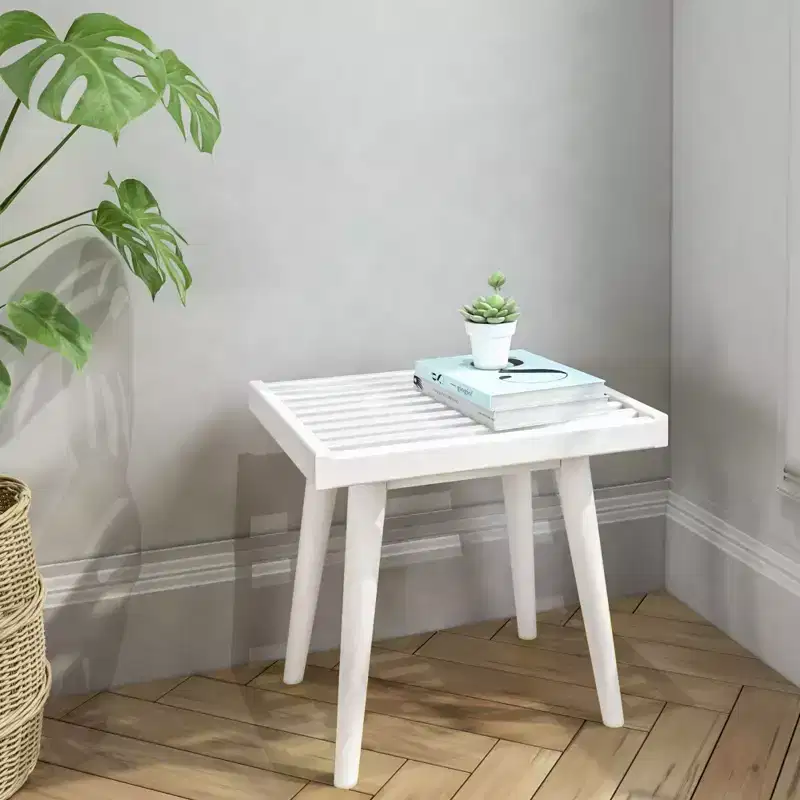 Solid Wood Mid-Century Entryway Bench, 19