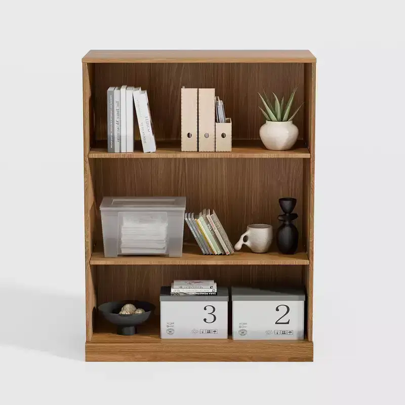[41.5-inch | Minimalist]Open Wood Grain Decorative Cabinet (Multi-Zone Shelving + Fits Large Spaces)