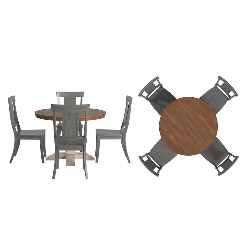 Ronda 45 Round Solid Wood Top Dining Set with Panel Back Chairs