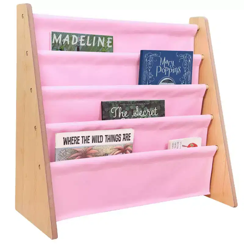 Wood & MDF Kids Sling Bookshelf 4-Tier 25''W x 24''H x 11''D