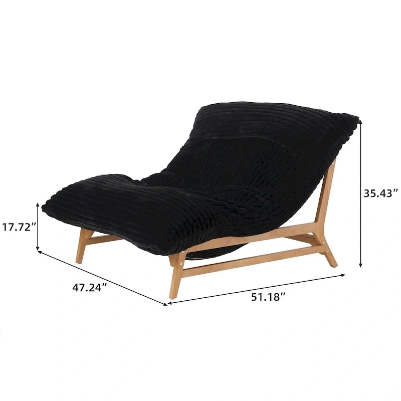 Bean Bag Accent Chair Large Plush Bean Bag Lounger with Solid Wood Frame Comfy Lounge Chair with Down Filling
