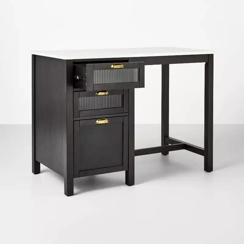 48 Reeded Glass & Wood Kitchen Island with Seating Nook - Hearth & Hand with Magnolia
