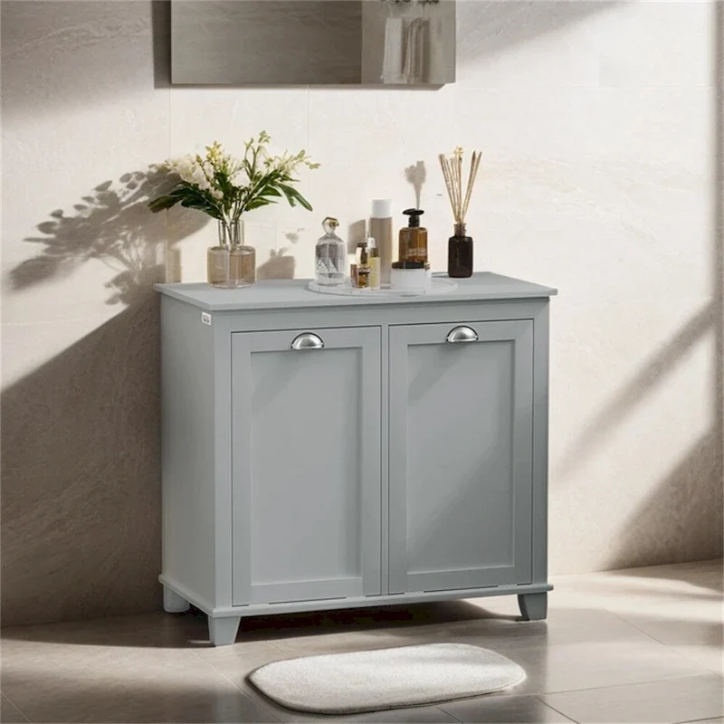 Tilt-Out Laundry Sorter Cabinet,Bathroom Storage Organizer