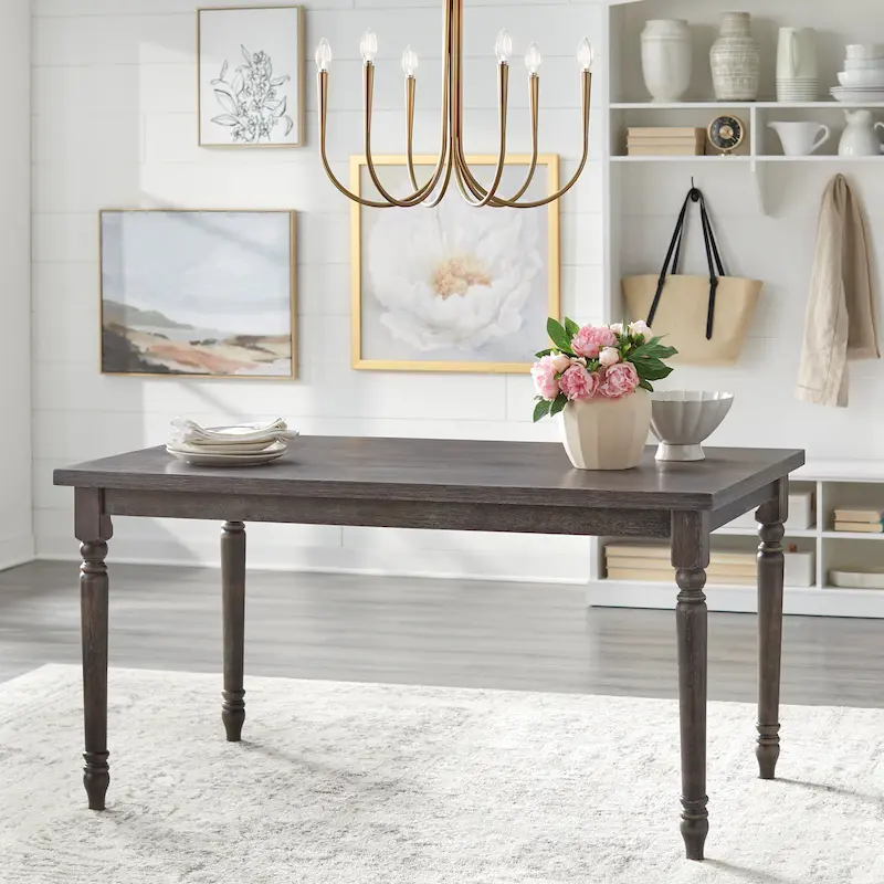 Turned Leg Dining Table, Weathered Grey / Rustic Brown / Driftwood
