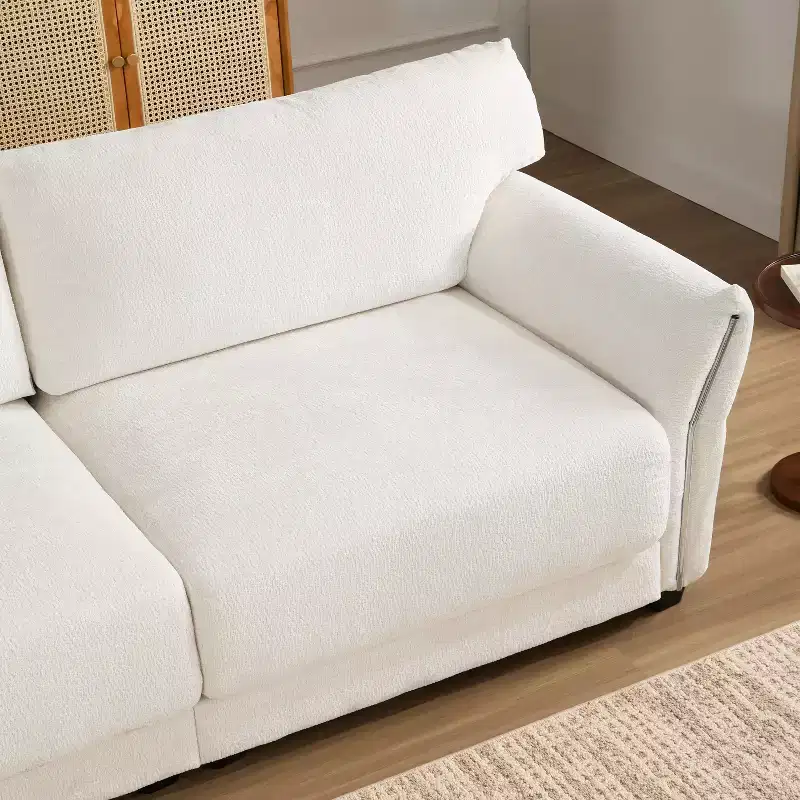 L-Shaped Sectional Sofa Set with Ottoman, 3-Seat Chenille Couch with Extra-Wide Seat and USB, 110