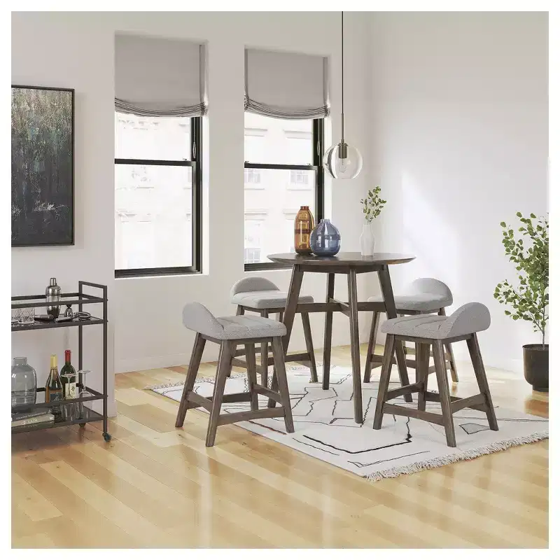 Counter Height Upholstered Barstool with Foam Cushion, Set of 2 – Light Gray