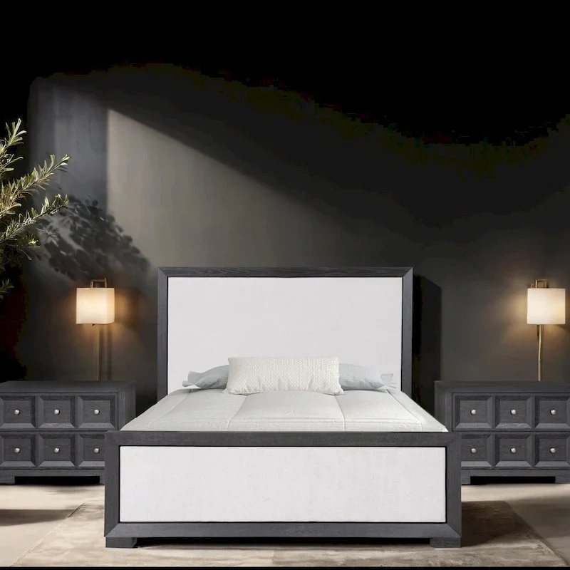 Furniture of America Durem II Modern Classic Solid Wood Fabric Panel Bed