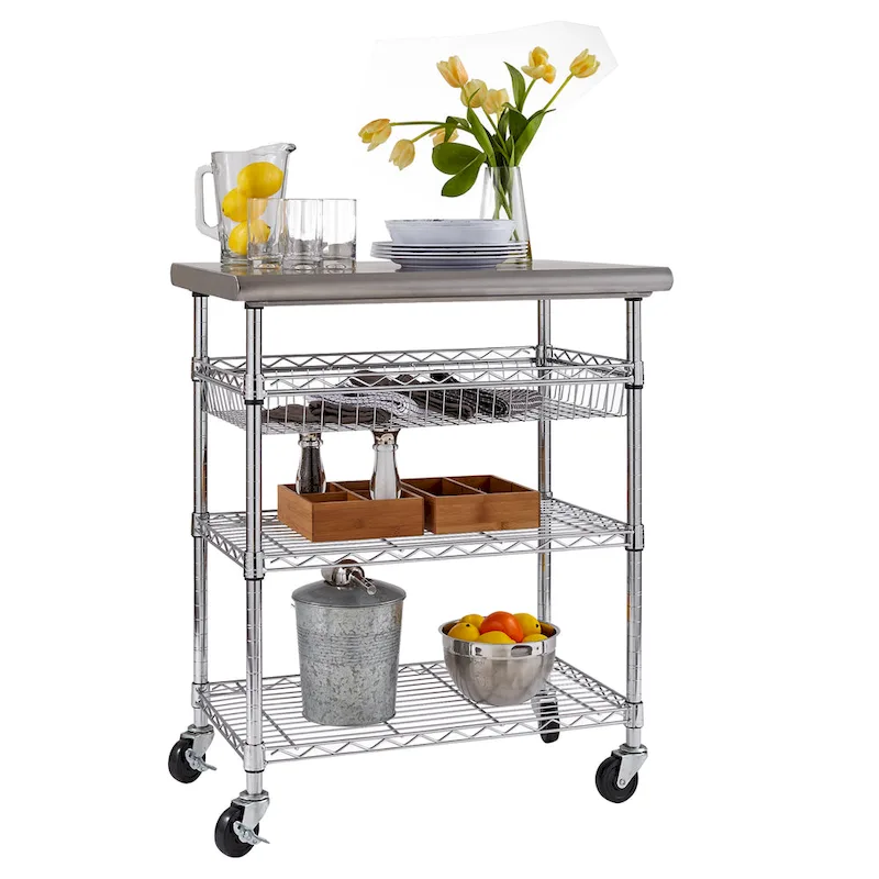 Seville Classics Stainless-Steel Utility Cart NSF, 30 W x 20 D x 36 H - N/A