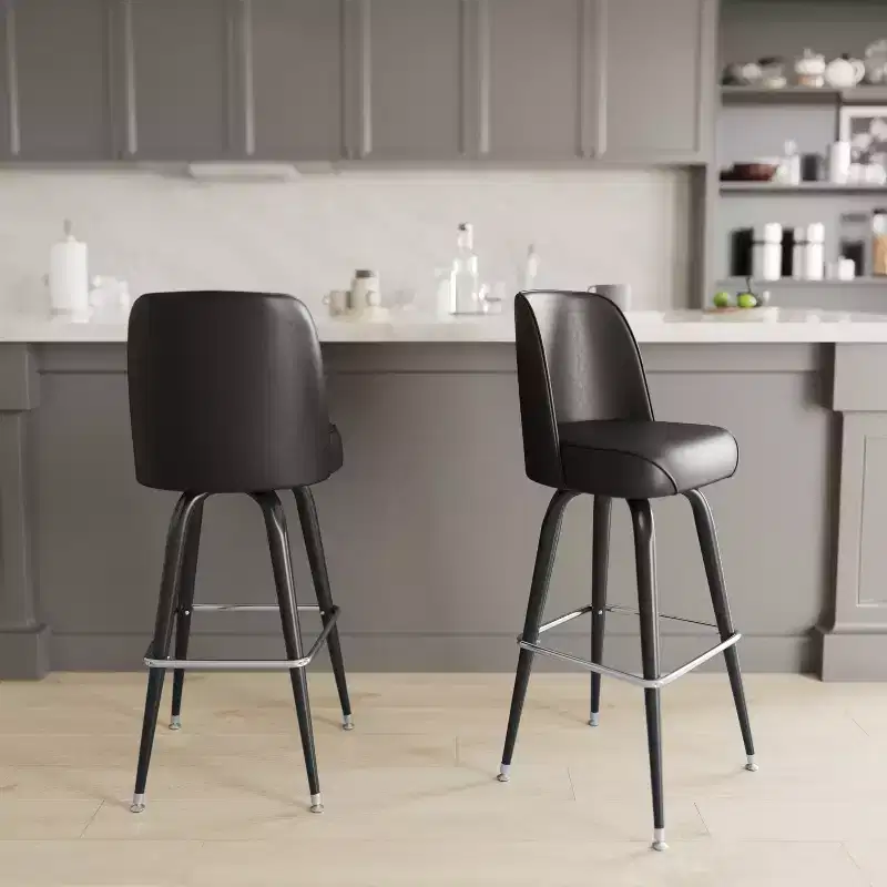 Emma and Oliver Metal Barstool with Swivel Bucket Seat