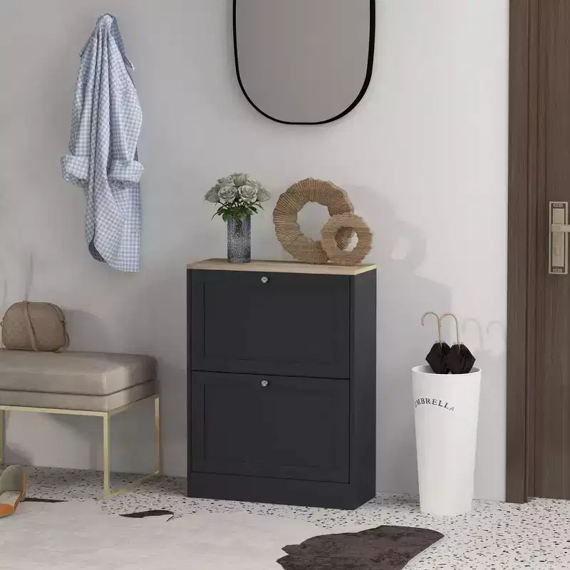 Particle Board Slim Shoe Cabinet 31.5''H x 23.6''W x 9.3''D