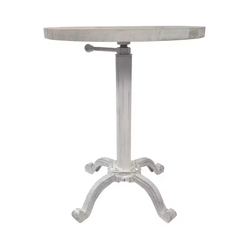 Carolina Living Colton Adjustable Vintage Table Whitewash: Sturdy Iron Base, Mango Wood, 22" Height