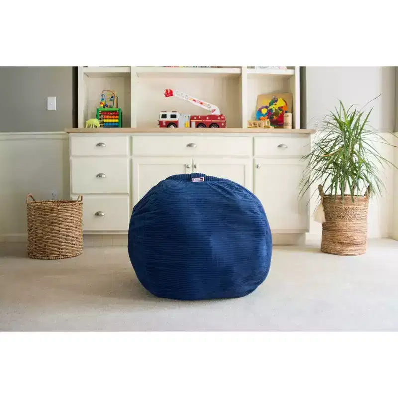 Creative QT Stuff 'n Sit Large 33'' Bean Bag Storage Cover for Stuffed Animals & Toys - Royal Blue Corduroy