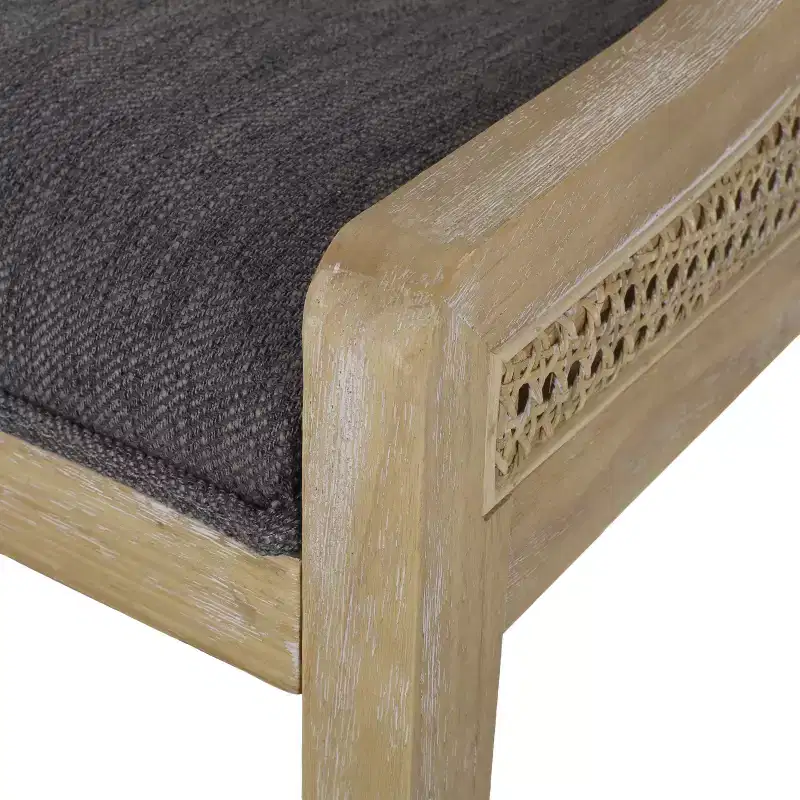 GDFStudio Rustic Fabric Upholstered Wood and Cane Dining Chairs (Set of 2)