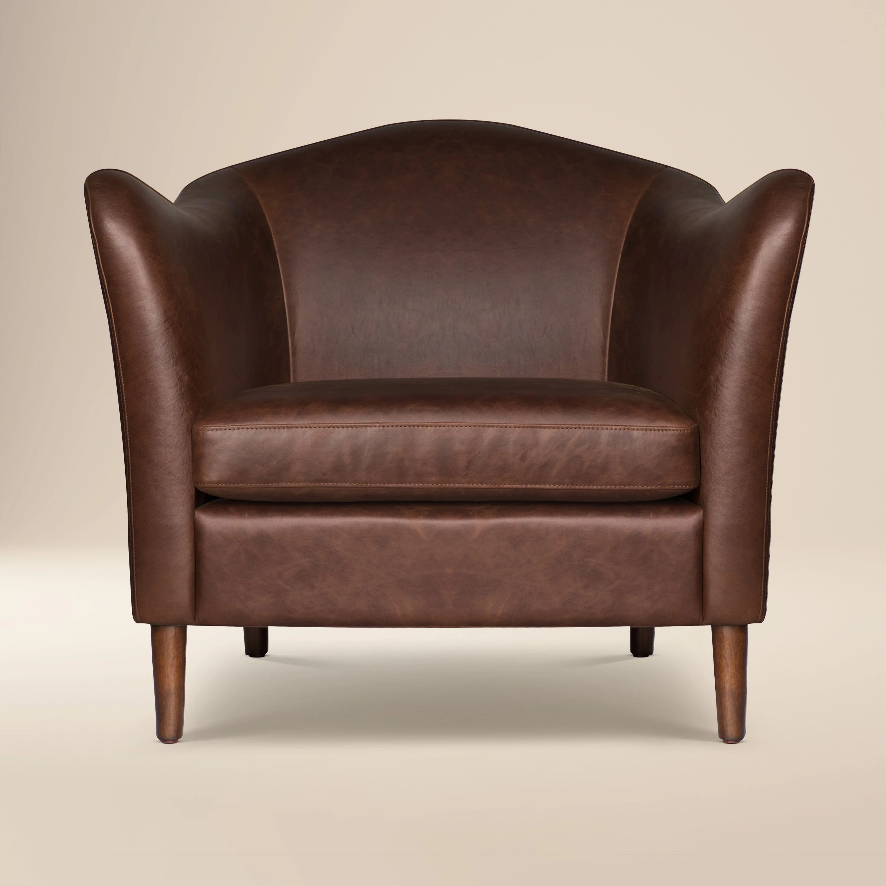 Modern Chocolate Brown Leather Lounge Chair with Kiln-Dried Wood Frame