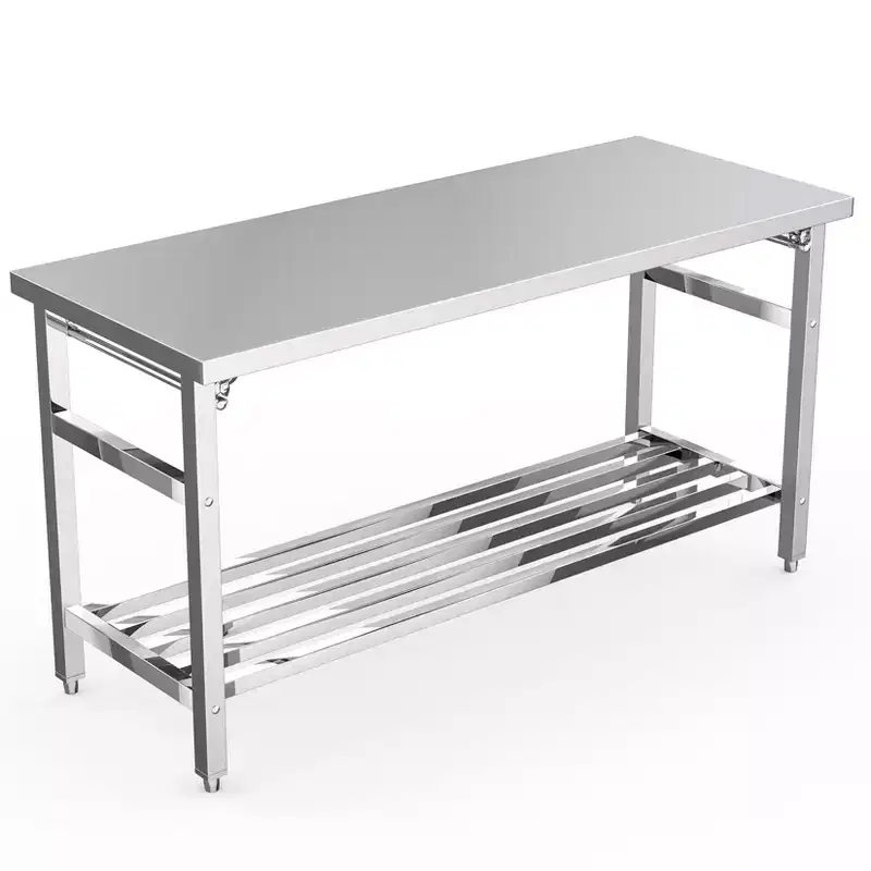 Stainless Steel Table, 30 x 48 Inches Folding Heavy Duty Table for Kitchen, Commercial Stainless Steel Prep Table with Adjustable Undershelf