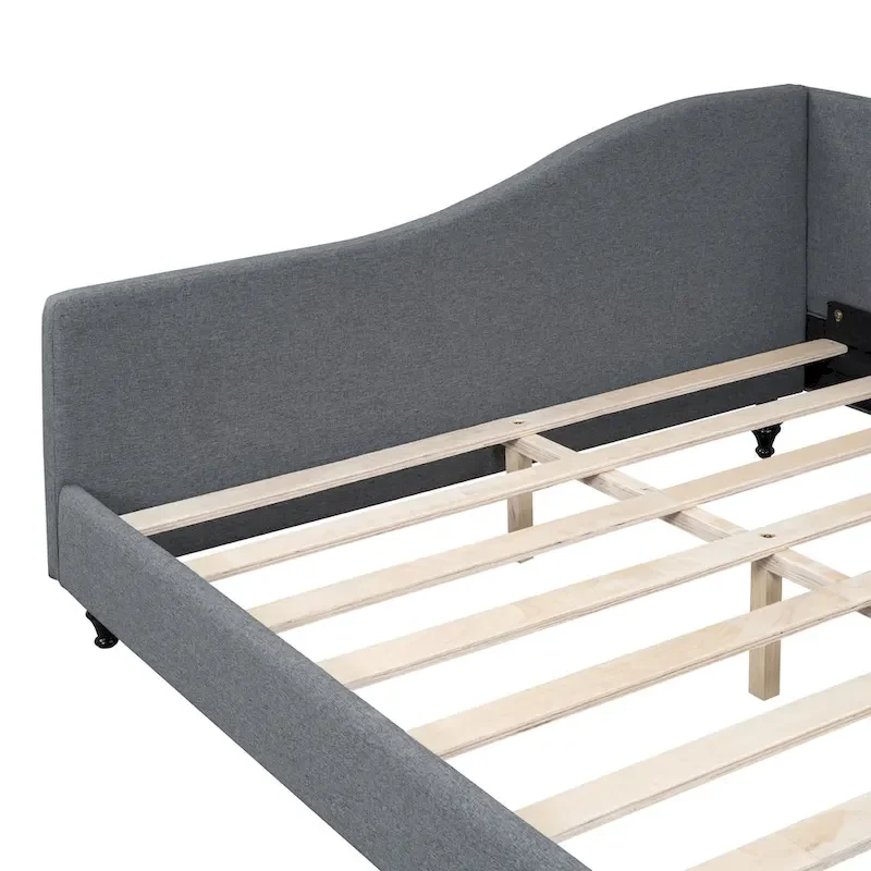 L-Shaped Semi-Enclosed Daybed with Solid Wood Legs