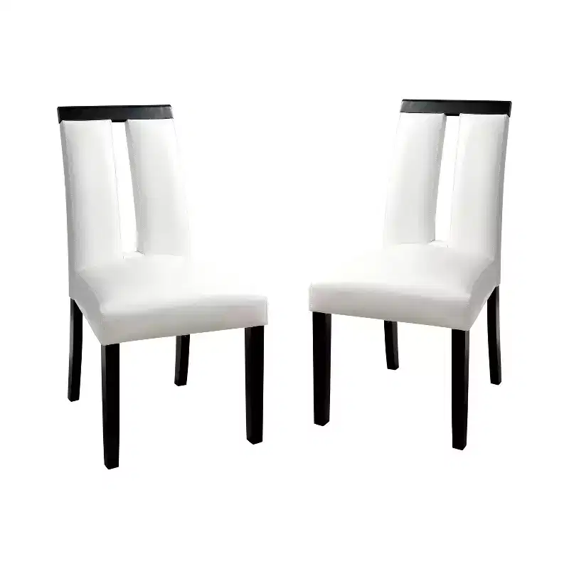 Set of 2 Stevenson White Leatherette Padded Open Slit Back Chair: High Back, Contemporary - HOMES: Inside + Out