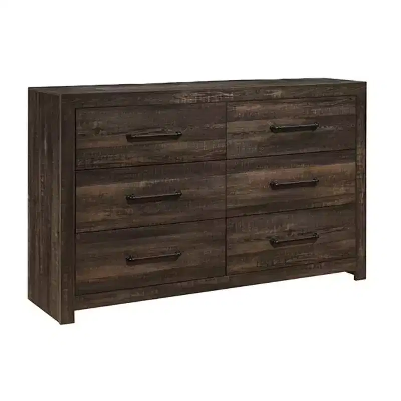 20 in. H Iron Horizontal Dresser with 6 Drawers in Brown Finish
