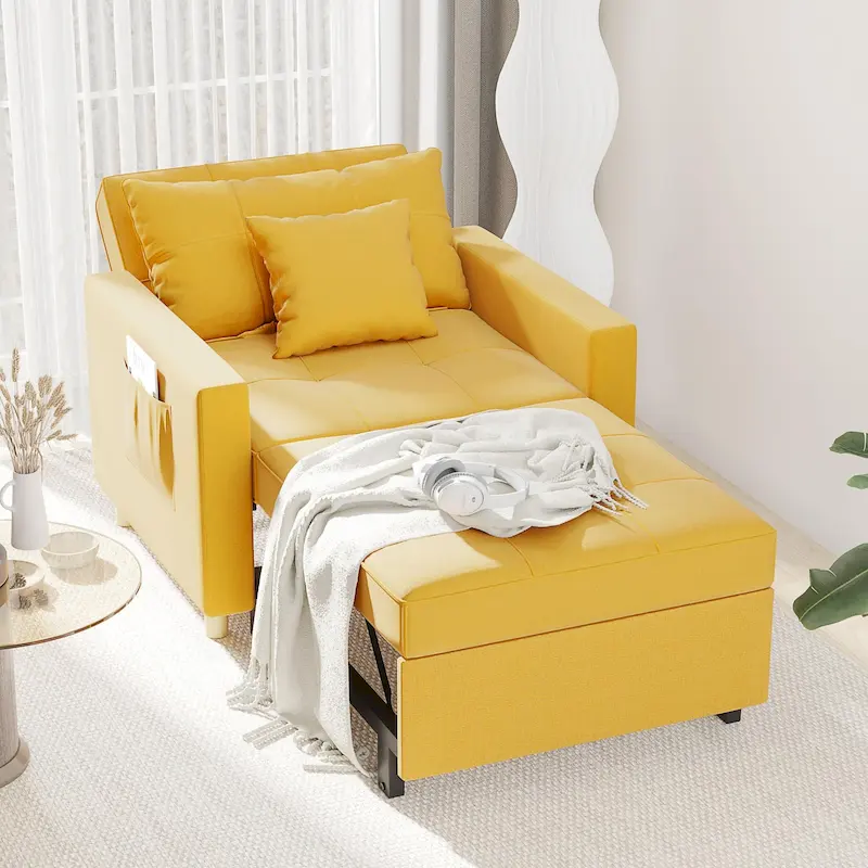 Adjustable Sleeper Chair Bed, 3-in-1 Convertible, Multiple Colors, Fits 1 Person