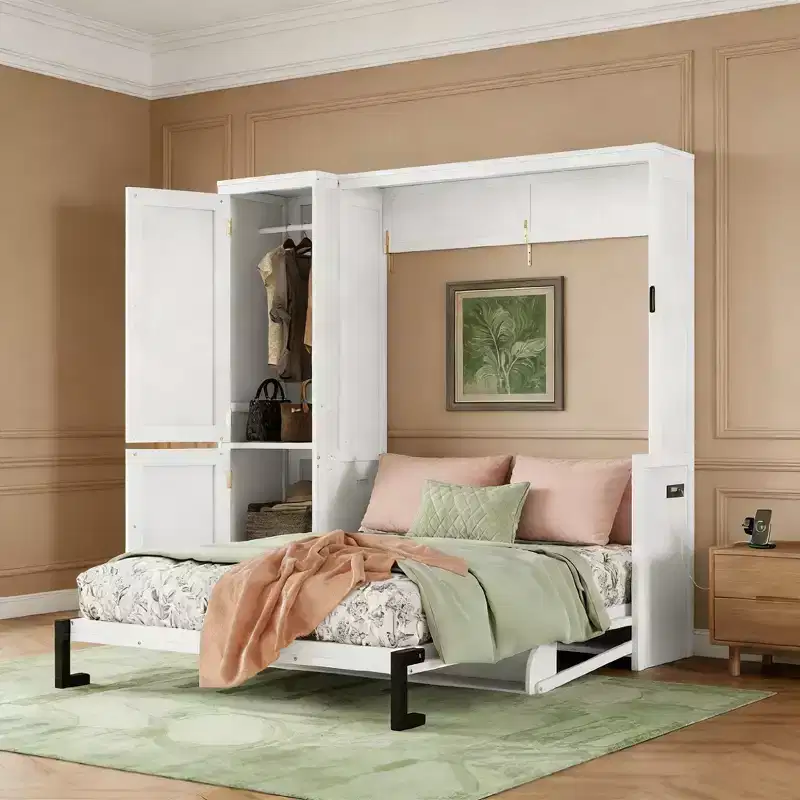 Luxystar Queen Murphy Bed with Wardrobe and Desk