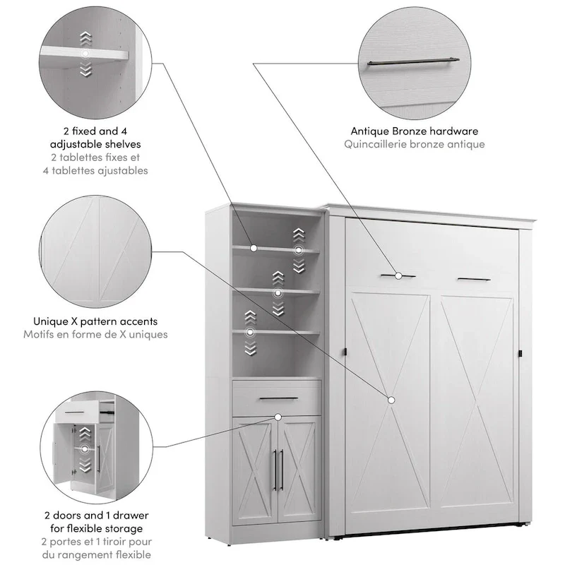 Key West Full Murphy Bed with Closet Wardrobe (88W)
