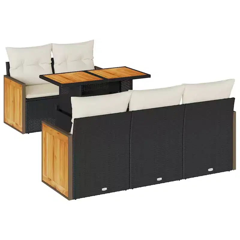 vidaXL Garden Sofa Set Black and Cream White