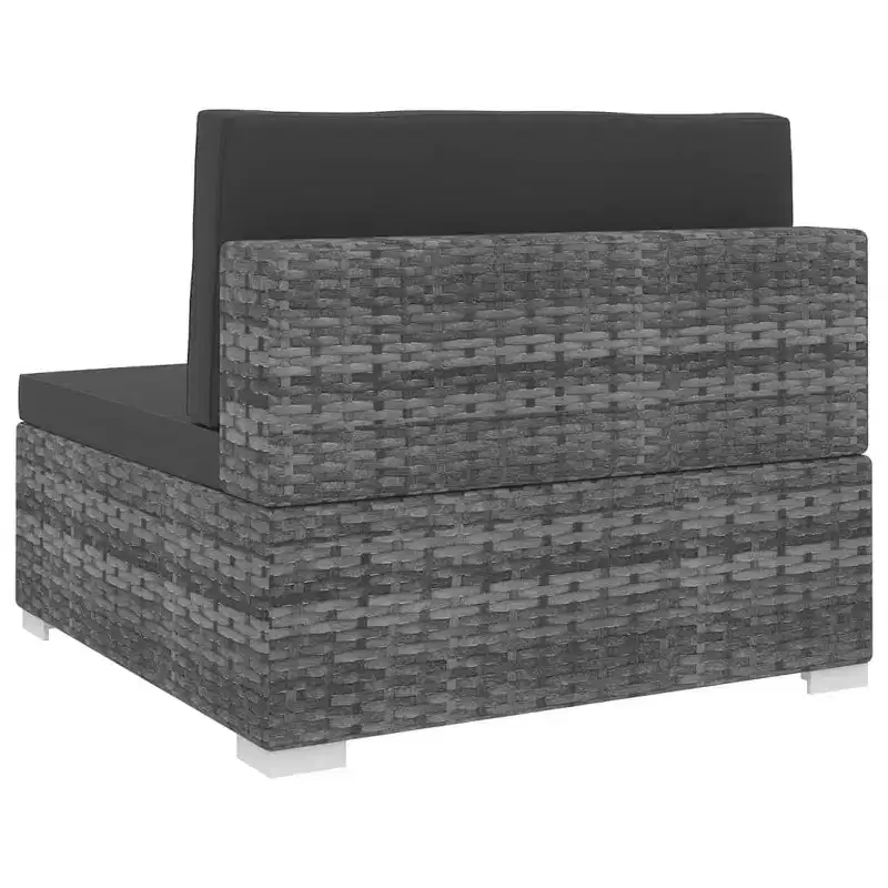 vidaXL Patio Furniture Rattan Sofa Chair Middle Seat with Cushions Poly Rattan