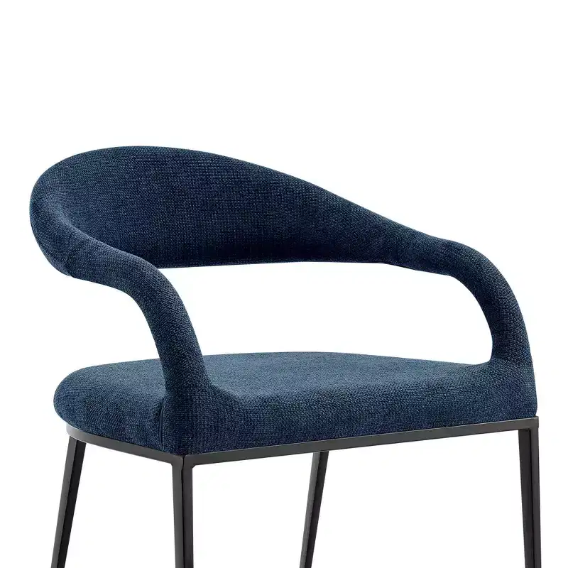 Set of 2 Upholstered Iron & Fabric Dining Chairs with Arms, 250LBS, Low Back