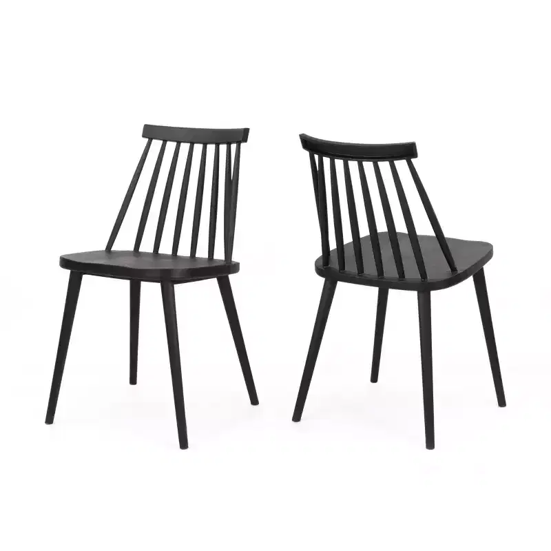 GDFStudio Boyd Farmhouse Spindle Back Plastic Dining Chairs (Set of 2)