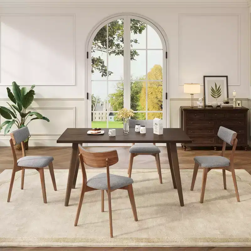 GDFStudio Willis Rubberwood Upholstered Dining Chairs (Set of 4)