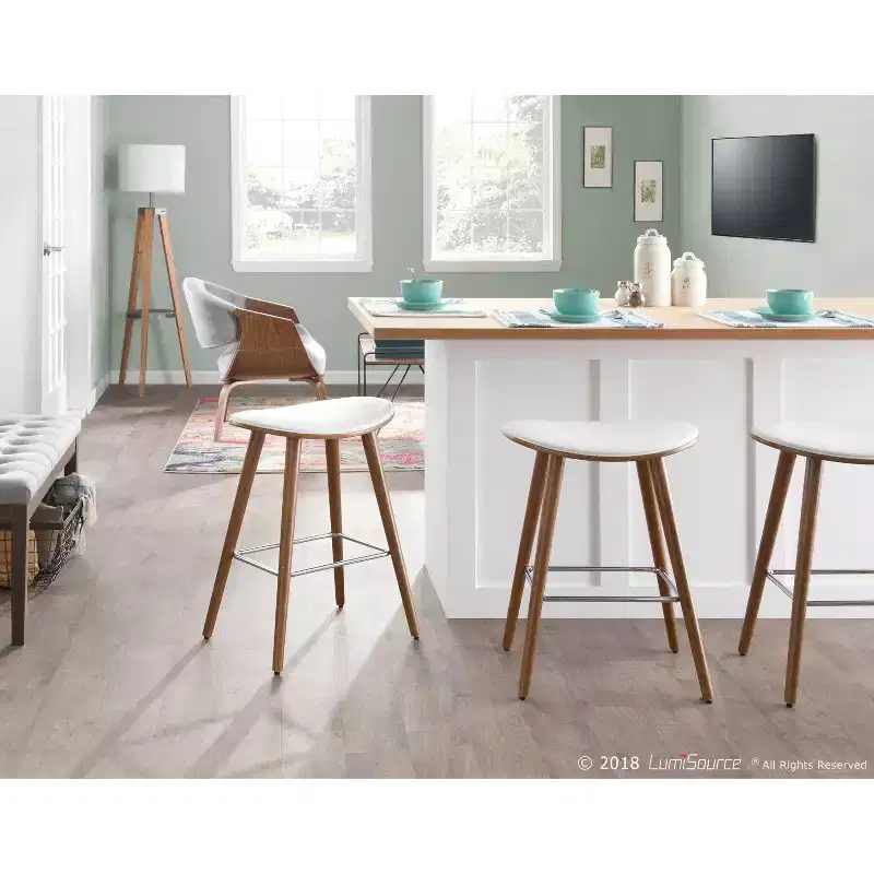 Set of 2 26 Saddle Counter Height Barstools with Faux Leather - LumiSource