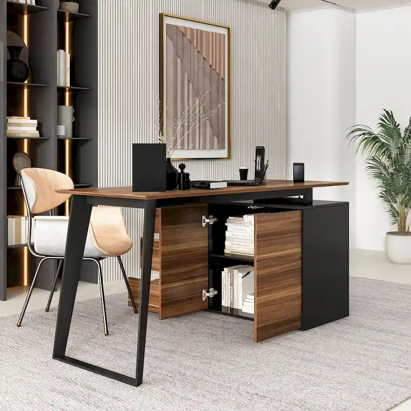 54.3 Kerrogee Office Computer Desk Corner Desk Reversible Cabinet
