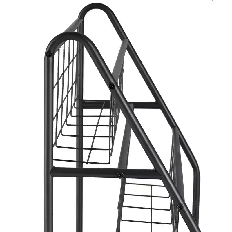 2-Tier Metal Frame Freestanding Bookshelf & Magazine Rack for Small Spaces