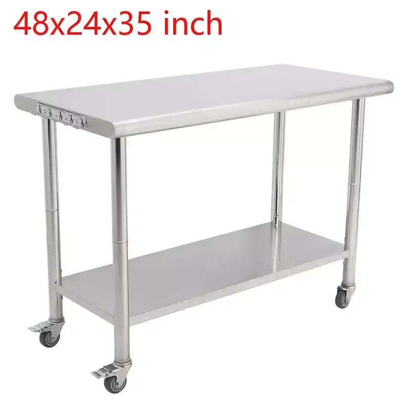 NSF Stainless Steel Height-Adjustable Commercial Work Prep Table with Undershelf