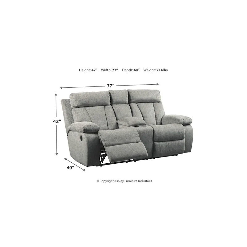 Double Reclining Loveseat with Storage Console - Fog