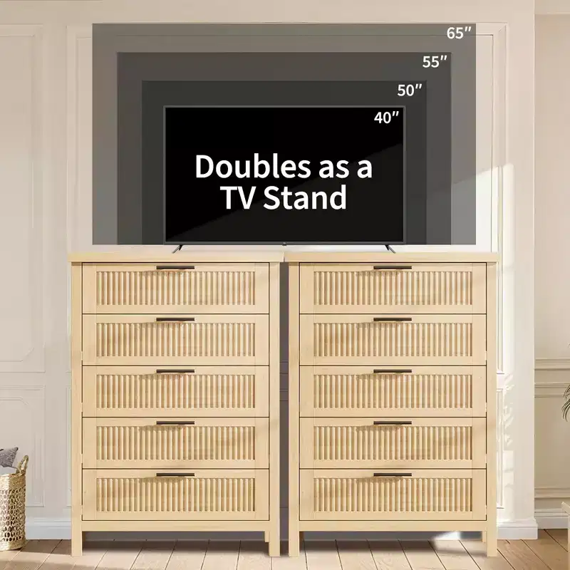 Large-Capacity Grooved Five-Drawer Chest Spacious Clothing Storage Cabinet Ideal for Bedrooms and Hallways TV Cabinet