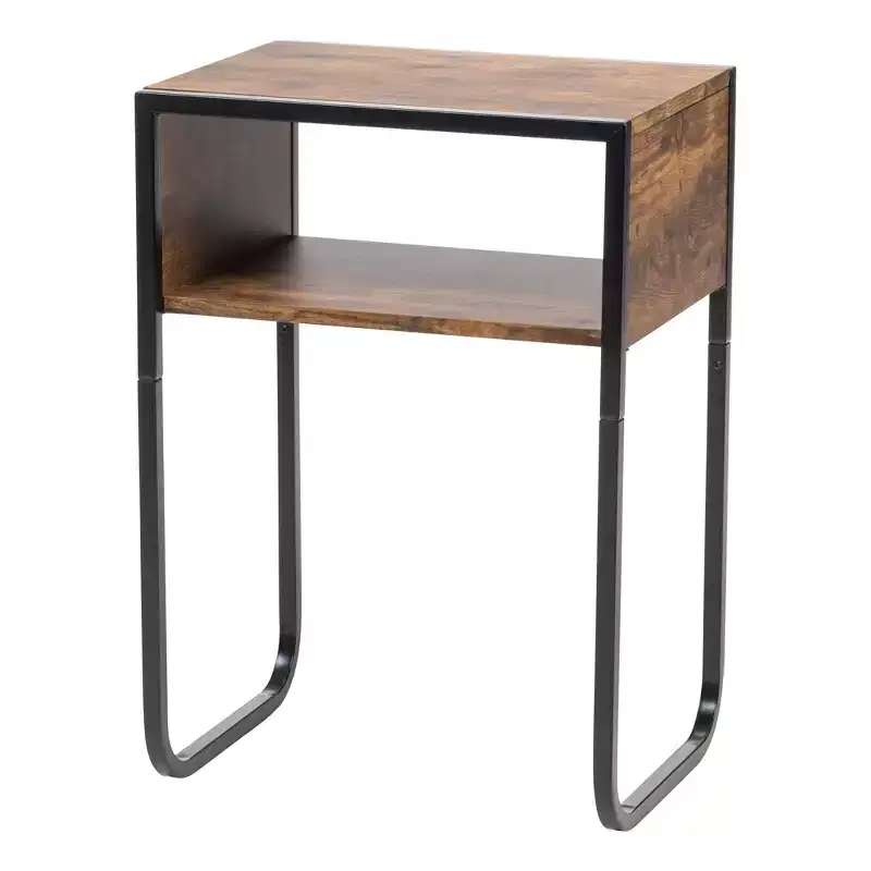Metal Wood Composite C-Shape Side Table 17.8